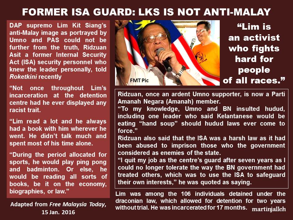 FORMER ISA GUARD: LKS IS NOT ANTI-MALAY