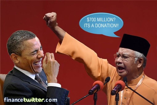 Najib 700 million donation - Obama laughed